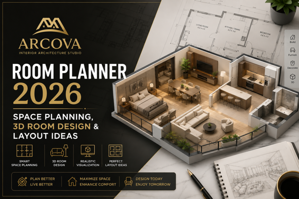 Room Planner 2026: Space Planning, 3D Room Design & Layout Ideas Arcova Interior room planner 2026 featuring 3D room design, space planning and modern layout ideas