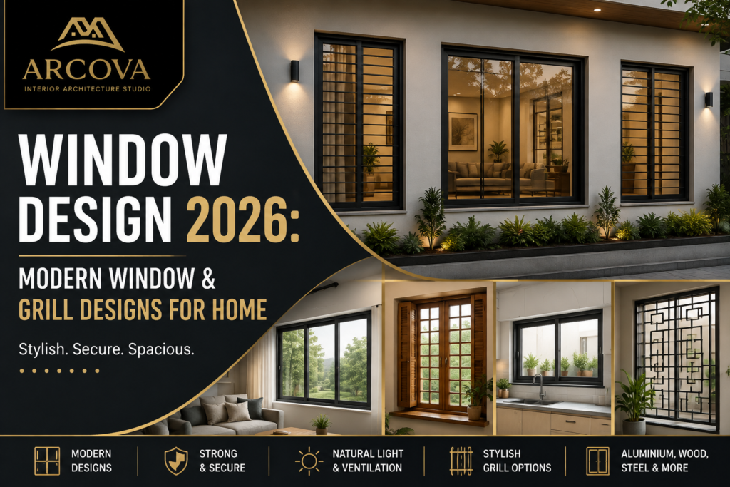 Modern window and grill designs for home 2026 by Arcova Interior Architecture Studio